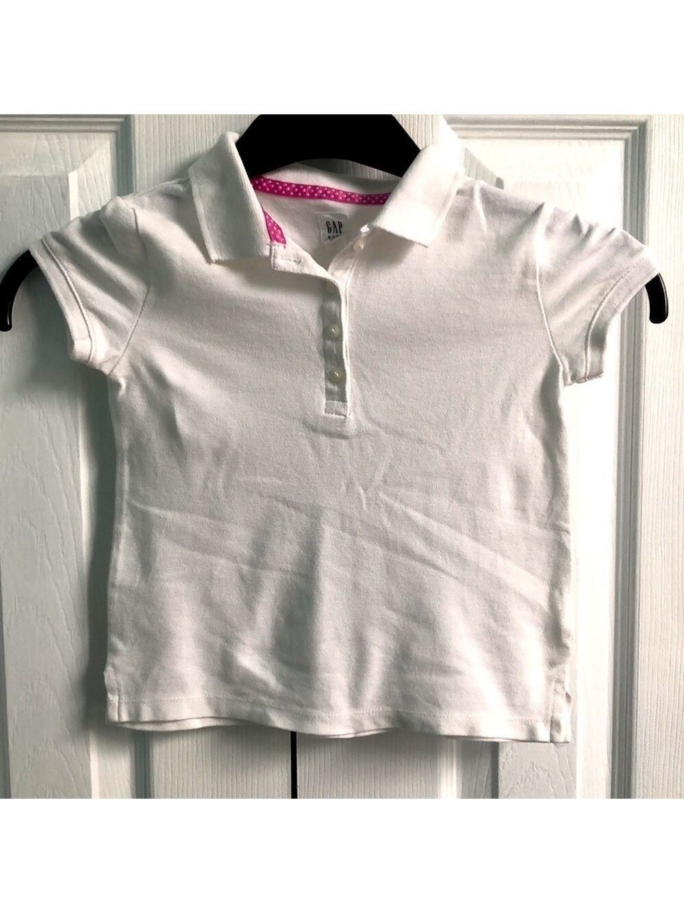 Gap Kids Short Sleeve Polo Shirt In Solid White Unisex Girls Size 4-5 XS